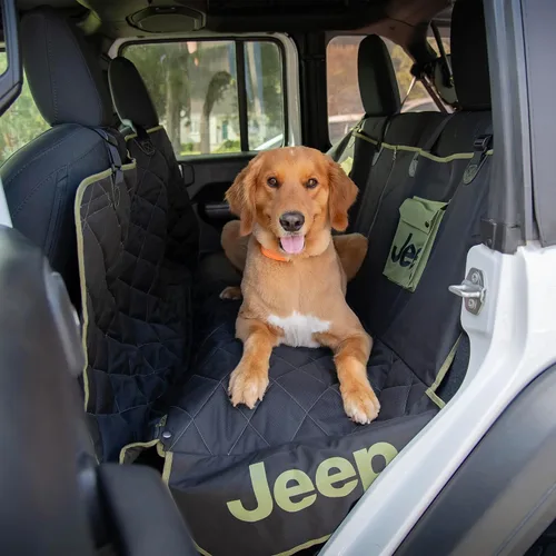 Vista 5 de Jeep Protector de asiento de vehículo para perros y mascotas (negro carbón)