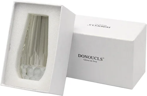 Vista 4 de Mini jarrón decorativo de flores de cristal para el hogar o mesa de comedor, dimensiones de 2.4 x 4.7 pulgadas con caja de regalo
