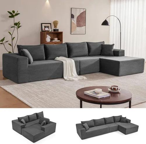Vista 48 de Mangodan - Sofá seccional en forma de nube, sofá sin huesos para sala de estar, sofá seccional modular con asiento profundo, cómodo sofá de felpa
