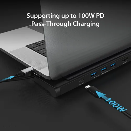 Vista 2 de j5create Estación de acoplamiento HDMI dual USB-C (10 en 1), pantalla HDMI dual 4K + 1080p, USB-A x3 de 5 Gbps, lector de tarjetas SD, PD 100 W