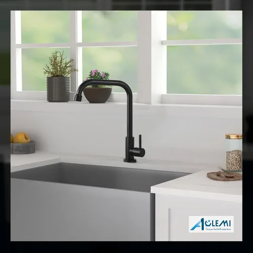 Vista 6 de Aolemi Negro frío solo agua grifo de la cocina grifo de barra comercial manija sola palanca 304 acero inoxidable cubierto montado solo agujero