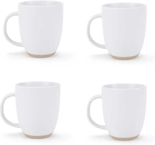 Vista 8 de Elanze Designs Paquete de 2 tazas de café de cerámica de 13 onzas con fondo de arcilla cruda, color verde menta Verde (Mint Green)