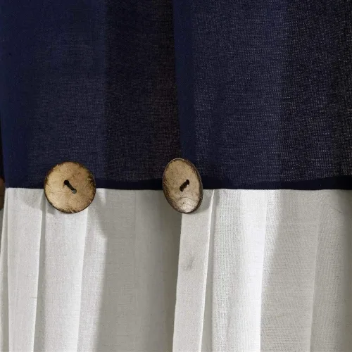 Vista 5 de Lush Decor - Cortinas de lino con botones de estilo granja, panel único, diseño plisado de dos tonos de 40 pulgadas de ancho x 84 pulgadas de largo