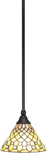 Vista 50 de Toltec Lighting Tallo Colgado Mini colgante, acabado de cobre negro, 3.5" cuadrado humo burbuja vidrio