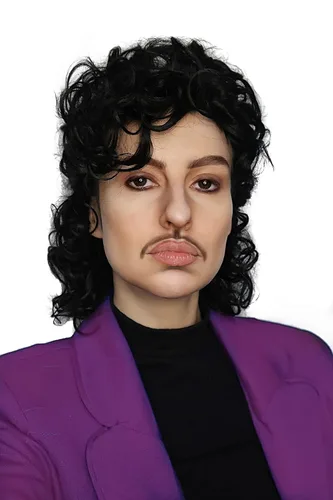 Vista 6 de ALLAURA Pelucas Purple Prince - Peluca para hombre, peluca de disfraz de los años 80 y 90, pelo corto rizado negro de anime para cosplay, peluca