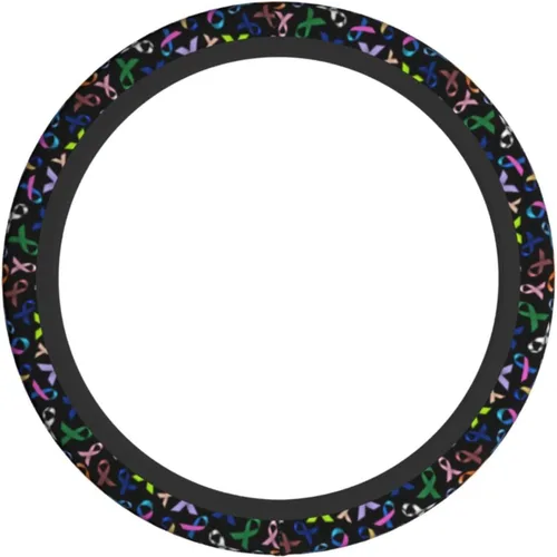 Vista 2 de Cintas multicolor para concientización sobre el cáncer, cubierta para volante de automóvil, accesorios lindos para mujeres y niñas, universal de 15