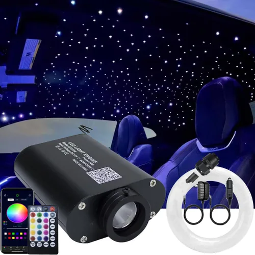 Azimom - Kit de luz de techo cielo estrellado, LED RGBW fibra óptica musical con sensor de sonido 16W