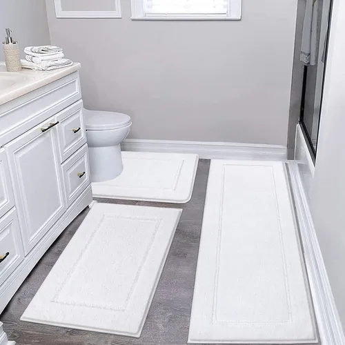 Vista 69 de Pauwer Juego de baño, alfombras de baño antideslizantes, alfombras de ducha absorbentes para suelo de baño, bañera y ducha, color azul aguamarina