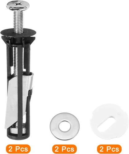 Vista 3 de uxcell Kit de 2 pernos para asiento de inodoro, pernos de tanque de inodoro con tuercas, juntas de arandelas, tornillo de reparación de inodoro