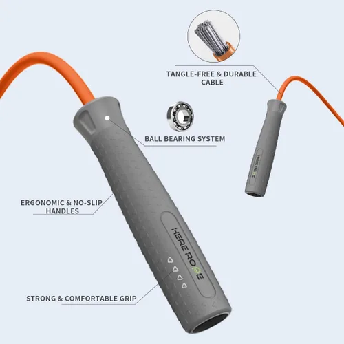 Vista 2 de Hererope - Cuerda de saltar pesada, cuerda de saltar pesada con cable duradero de 0.315 in, agarre ergonómico, rodamiento de bolas, cuerda de saltar