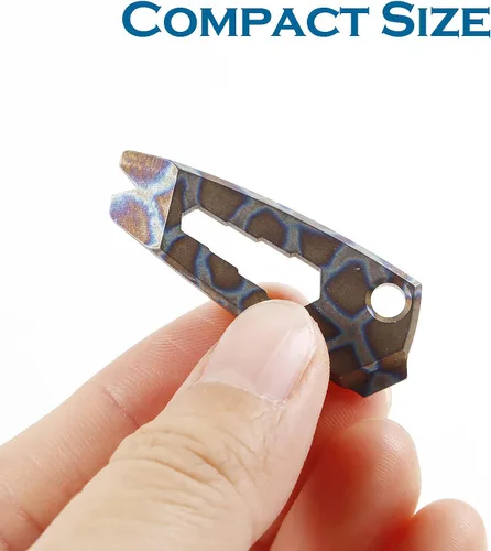 Vista 6 de Hamans Barra de palanca de titanio, multiherramienta, mini llavero de 1.65 pulgadas con llave y destornillador con función de extractor de uñas