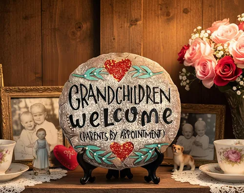 Vista 6 de Piedras para exteriores o jardín, regalos para abuela y abuelo, regalos para la abuela (regalo del día de los abuelos, nietos de bienvenida a casa)