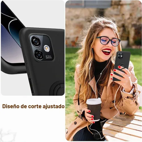 Vista 3 de Para Ulefone Note 16 Pro Funda De Teléfono Con Protector De Pantalla De Vidrio, Soporte De Anillo Giratorio De 360 ° Soporte Magnético De Silicona
