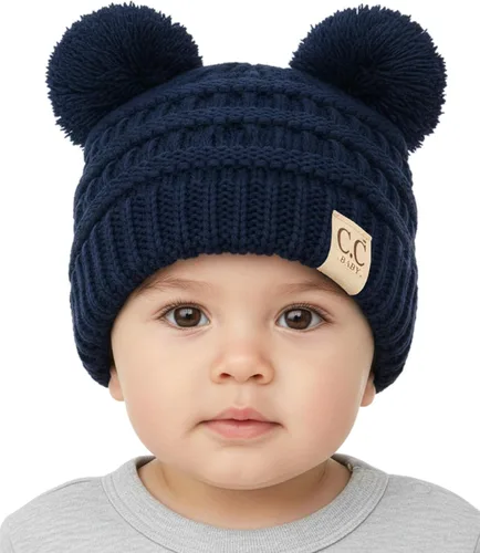 Vista 18 de Funky Junque Gorro de invierno con doble pompón para bebé de 0 a 12 meses, bonito gorro de punto acogedor para clima frío Patrón de tejido