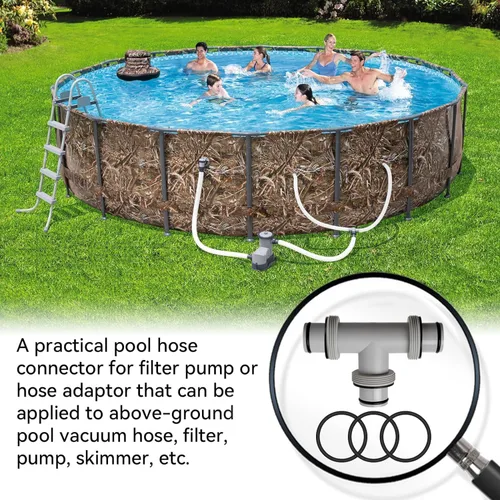 Vista 4 de Válvula de émbolo de manguera de piscina dividida, 2 en 1 en forma de T, válvula de émbolo de manguera de repuesto para sistemas de agua salada
