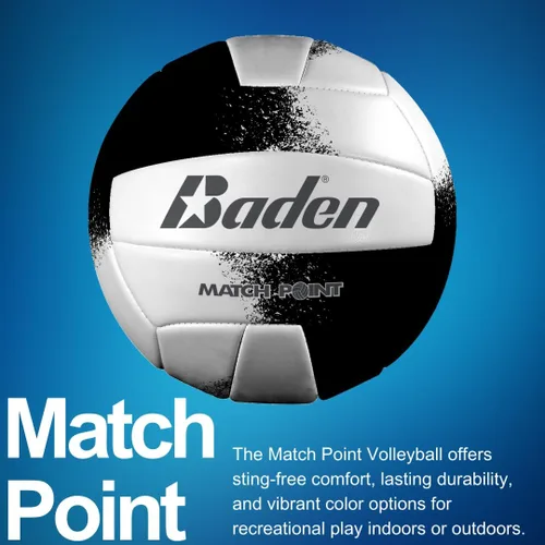 Vista 2 de Baden Match Point - Voleibol de cuero sintético acolchado para recreación al aire libre, patio trasero + pelota de campamento universitario