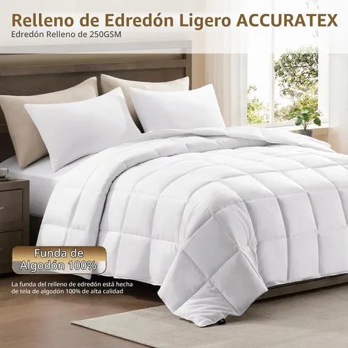 Vista 2 de ACCURATEX Relleno de edredón ligero Queen, carcasa de algodón, relleno