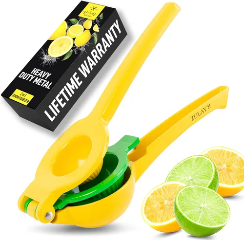 Vista 17 de Zulay Kitchen Exprimidor de limón 2 en 1 de metal, exprimidor de mano de extracción máxima resistente, exprimidor de limón que recibe hasta