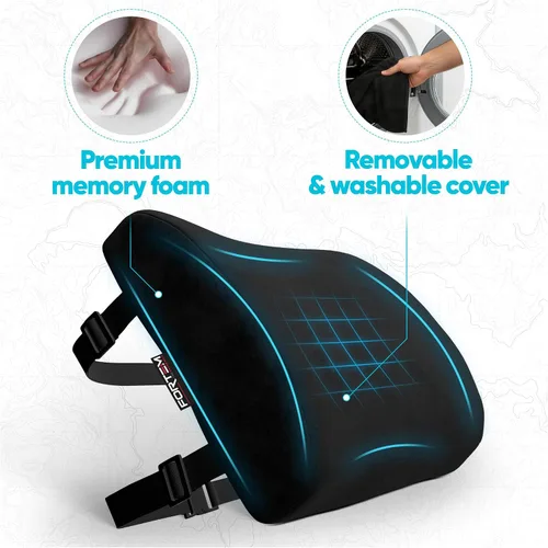 Vista 2 de FORTEM Almohada de apoyo lumbar para silla de oficina, almohada de apoyo Negro suave
