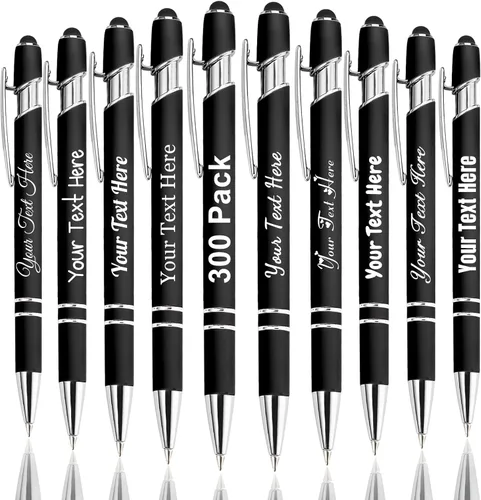Vista 60 de Hasta 300 bolígrafos personalizados a granel con nombre personalizado con grabado gratis, puntas de lápiz capacitivo grabado, bolígrafo
