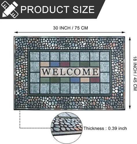 Vista 3 de CHICHIC Tapete de entrada rectangular para puerta grande de 18 x 30 pulgadas, tapete de entrada para áreas de alto tráfico, tapete para puerta