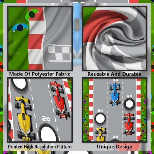 Vista 4 de RaceCar F1 Toss Games Banner telón de fondo de carreras de autos de carreras, bandera de cheque de carreras, decoración temática deportiva
