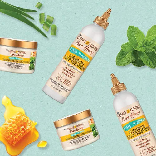 Vista 6 de Creme of Nature Pure Honey Scalp Refresh - Tratamiento de limpieza para el cuero cabelludo, fórmula sin enjuague con aloe, menta y miel, disuelve