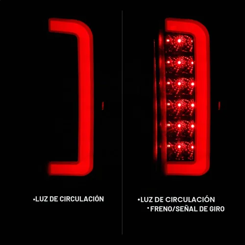 Vista 2 de ANZO (311351) 1987-1996 Ford F-150 Luces traseras LED lente humo carcasa negra (par)