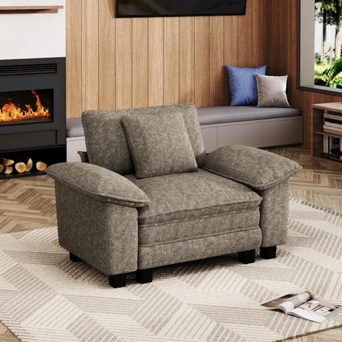 Vista 28 de Sofá seccional en forma de U de 123 pulgadas con cojines tipo nube, juego de sofá modular de asiento profundo con 5 asientos y 2 otomanos, brazos