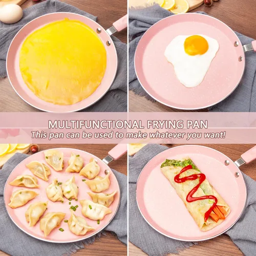 Vista 6 de JUSTUP Juego de sartenes antiadherentes, juego de 3 ollas y sartenes antiadherentes, juegos de utensilios de cocina rosa con revestimiento