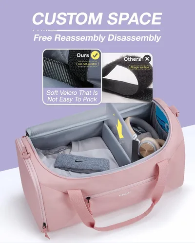 Vista 3 de BAGSMART - Bolsa de gimnasio para hombres y mujeres, bolsa de viaje deportiva con compartimento para zapatos y bolsillo húmedo, bolsa de lona