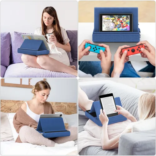 Vista 7 de KDD Soporte de almohada para tableta, soporte de iPad de visión multiángulo para regazo, cama y escritorio, base plegable con soporte para lápiz