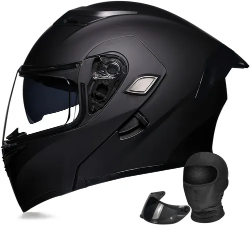 Vista 17 de Casco modular de motocicleta de cara completa aprobado por DOT con protector solar de doble visera, sistema de ventilación múltiple, forro lavable