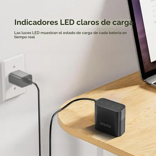 Vista 5 de imuto Baterías AA recargables con cargador, 3000 mWh aa Litio Paquete de 4
