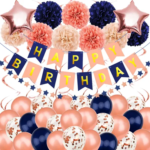 Vista 18 de Decoraciones de fiesta moradas con pancarta, suministros de compromiso, aniversario y cumpleaños para mujeres y niñas Morado