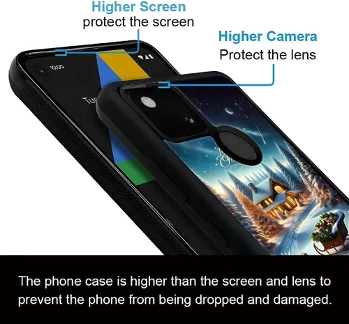 Vista 3 de Funda compatible con Google Pixel 4A 5G, Nochebuena, Google Pixel 4A 5G, delgada, suave, a prueba de golpes, TPU para mujeres y niñas, niños, funda