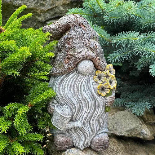 Vista 4 de Mood Lab Gnomo de jardín – Figura de gnomo de llave – Estatua de césped de 9.25 pulgadas – para decoración al aire libre o de la casa