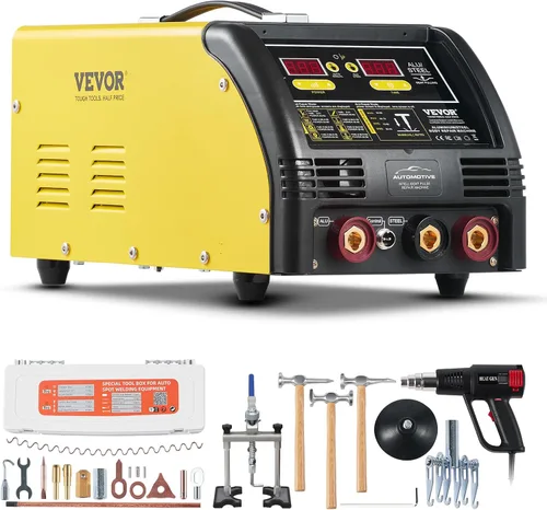 Vista 10 de VEVOR Extractor de abolladuras soldador por puntos, kit de reparación de abolladuras soldador de pernos de 300W con pistola de calor, modo