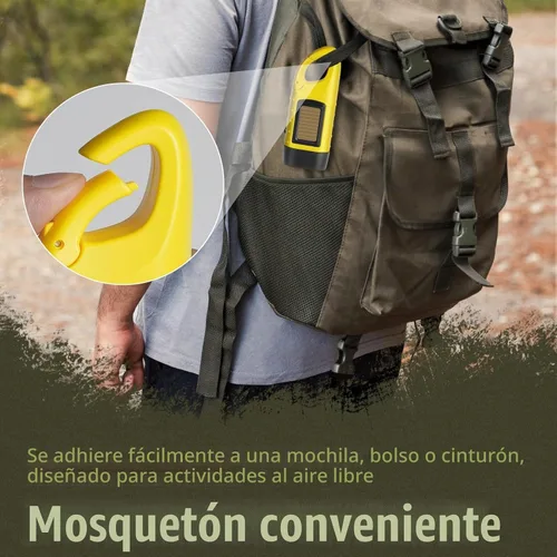 Vista 3 de SEANCHEER Linternas solares de manivela, linterna LED compacta de emergencia, linterna de supervivencia de mano, linterna de dinamo de mosquetón