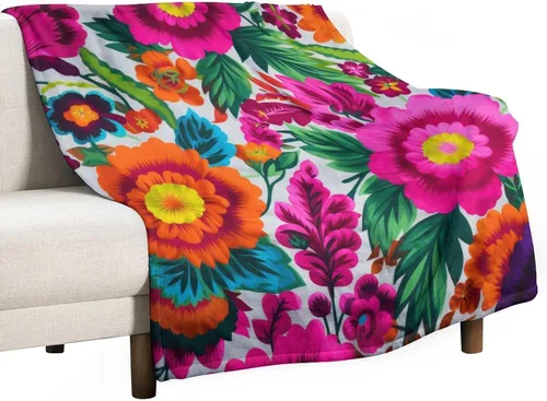 Vista 49 de Manta decorativa de flores beige, blanco crema, blanco, azul, gris, flores anchas, manta suave de 30 x 40 pulgadas, manta de franela para sofá