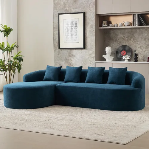 Vista 10 de Sofá modular de 4 plazas sin hueso de 110 pulgadas, sofá de nube curvado de chenilla de gran tamaño, sofás modernos de 4 plazas para sala de estar