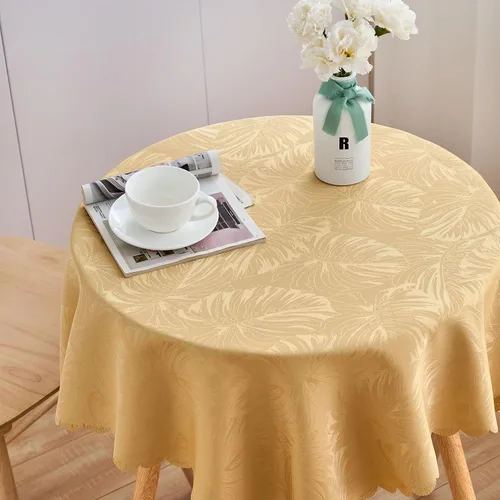 Vista 43 de Mantel Redondo Aqua Jacquard Pequeño de 40 Pulgadas, Manteles para Mesas de hasta 26" de Diámetro, Impermeable, Lavable, Sin Arrugas, Tela Suave