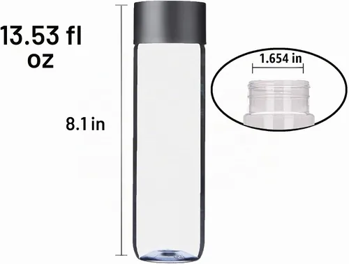 Vista 3 de 1 unidad de botellas de plástico vacías para jugo con tapas - Botellas de agua reutilizables de 400ml duraderas, excelentes para manualidades