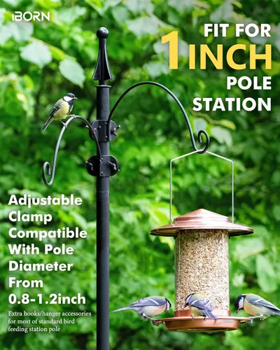 Vista 3 de iBorn Perchas para comederos de pájaros para estación de soporte de poste de 1 pulgada, ganchos colgantes para comederos de pájaros para colgar