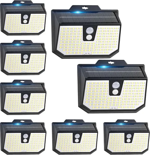 Vista 15 de Brightever Paquete de 2 luces solares con sensor de movimiento para exteriores, IP65, impermeables, con 3 modos de iluminación, luces solares