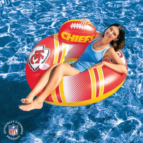 Vista 2 de BigMouth 42” Inflatable Pool Floats Officially Licensed NFL Fan Gear Merchandise Back Support Inner Tube for Adults and Teens
