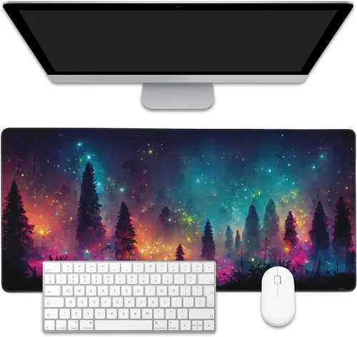 Vista 17 de Alfombrilla para mouse, estilo de línea de arte dorada abstracta para escritorio, almohadilla de escritorio con base antideslizante y borde cosido