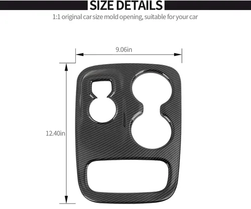 Vista 6 de Voodonala Cubierta de fibra de carbono para panel de palanca de cambios de consola central compatible con Dodge Durango 2014-2017 (2014-2017)