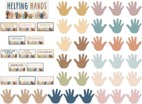 Vista 2 de Teacher Created Resources Everyone is Welcome Helping Hands Mini tablón de anuncios para decoración de aula (TCR7122)