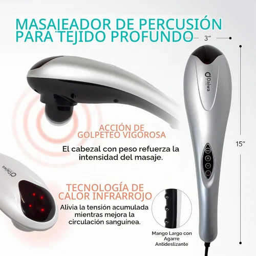 Vista 6 de Daiwa Felicity Tapping Pro - Masajeador de tejido profundo de mano para espalda, cuello, hombro, pierna, pantorrilla con mango de extensión, apto